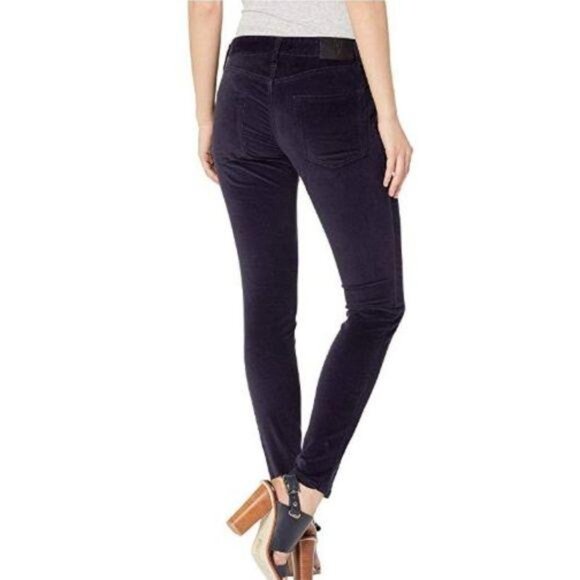 Frye Melissa Pants Womens 31 Mid Rise Skinny Velvet Navy Blue - Picture 3 of 5
